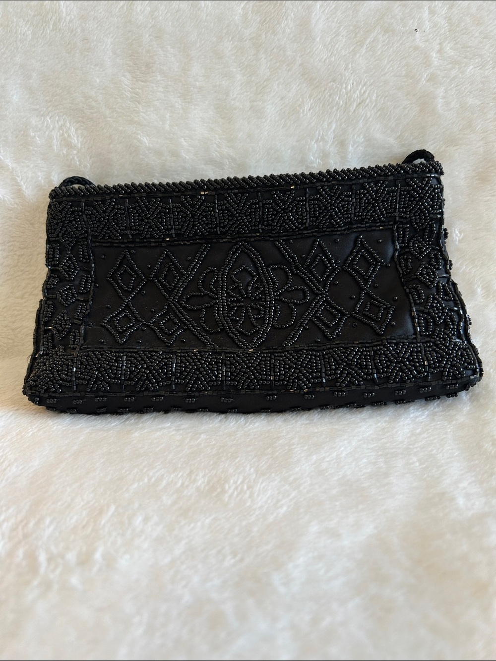 Elegant Black Beaded Women's Clutch